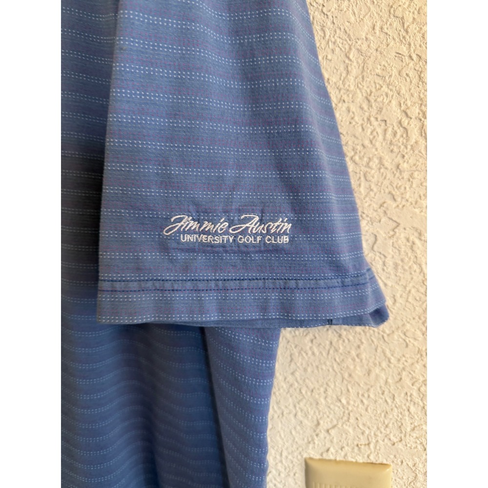 Fairway Greene Men XL Blue Striped Polo Jimmie Austin University Golf Club Shirt - Picture 2 of 7